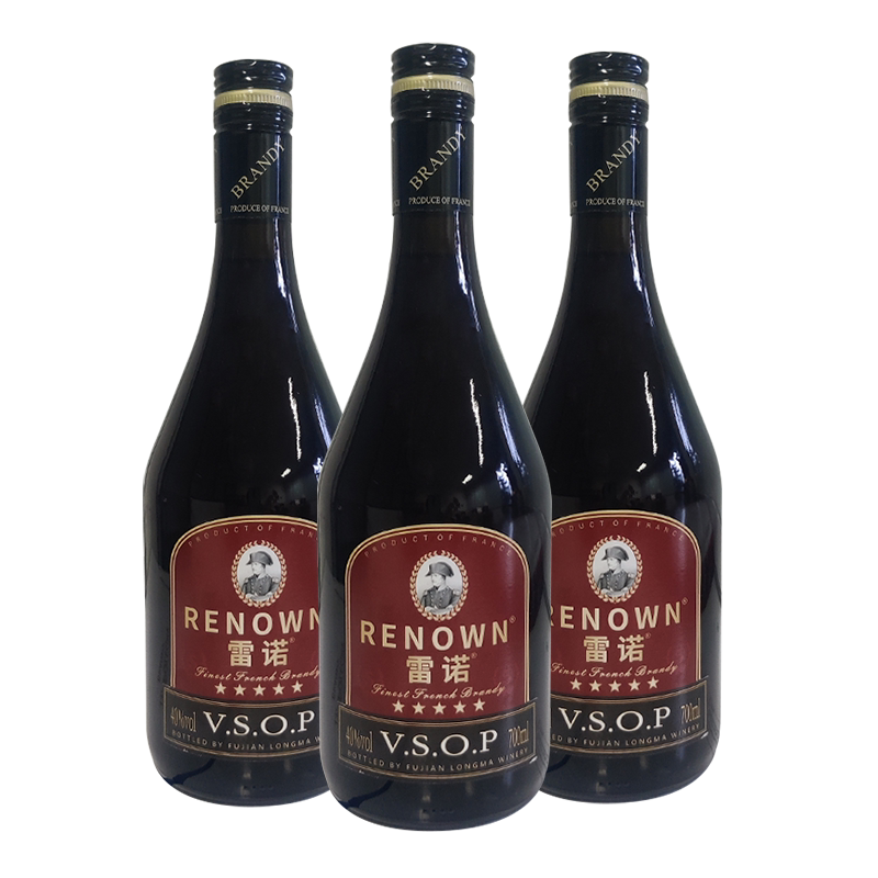 雷诺（RENOWN）五星白兰地 700ml*3瓶（实惠无盒装）洋酒烈酒