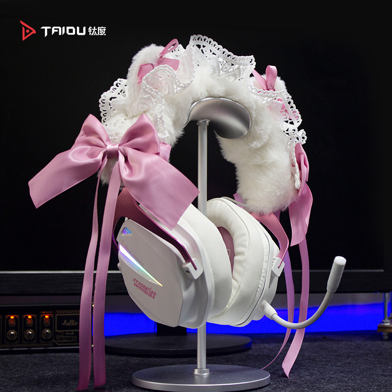 初樱白粉色猫耳朵头戴式耳机无线电竞游戏带耳麦可爱猫系美少女孩