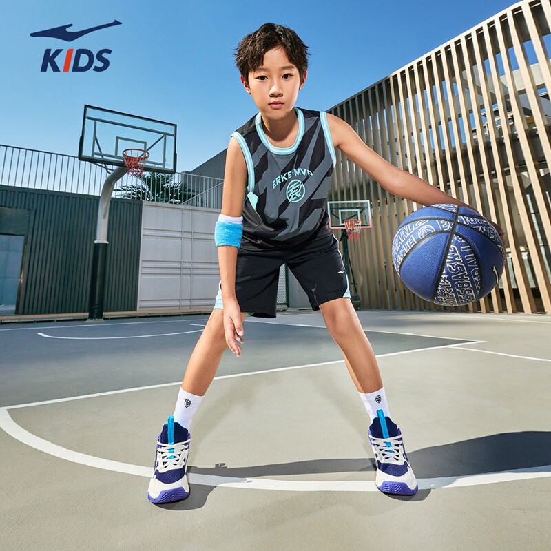 鸿星尔克童装篮球运动套装T恤短裤2026夏季女童儿童两件套装男童