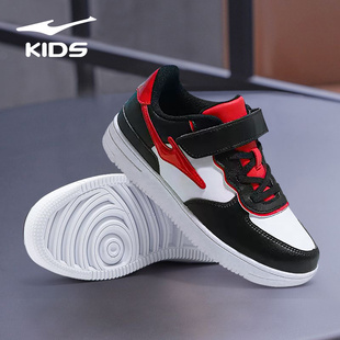 鸿星尔克童鞋男童秋冬皮面中大童休闲百搭学生滑板鞋儿童红色新年