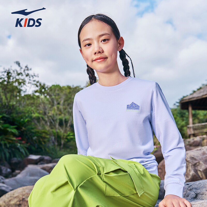 鸿星尔克童装2026春秋季新款女童纯棉卫衣大小童运动上衣儿童衣服