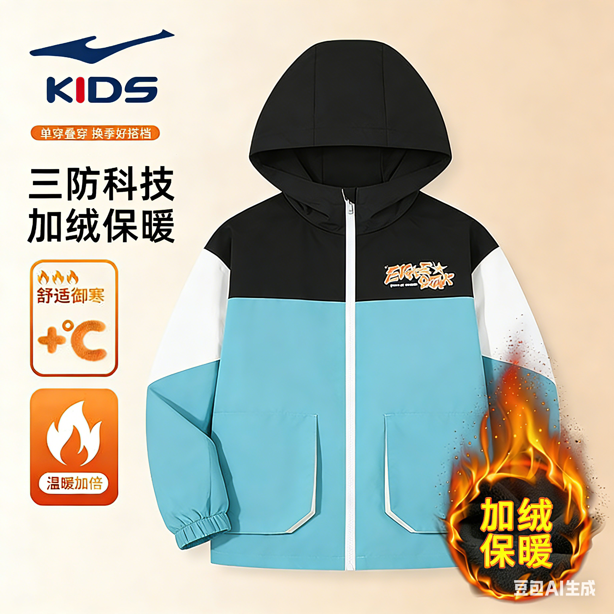 鸿星尔克男童装儿童秋冬季新款加绒保暖风衣外套连帽上衣大童防风,童装/婴儿装/亲子装,普通外套,淘宝优惠券,粉丝福利购,淘宝优惠卷