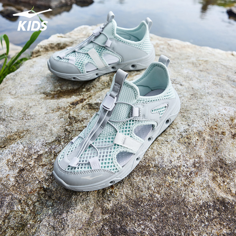 鸿星尔克儿童运动凉鞋女童鞋子夏季青少年软底防滑女孩包头沙滩鞋