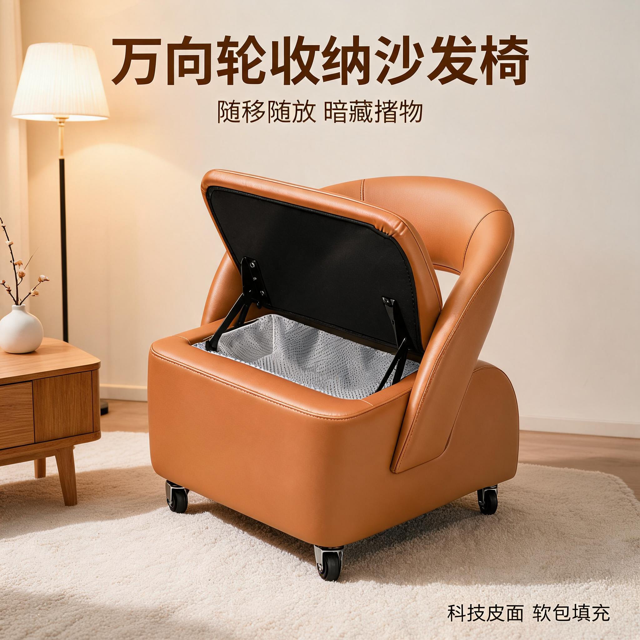 静音万向轮储物换鞋靠背矮凳图片
