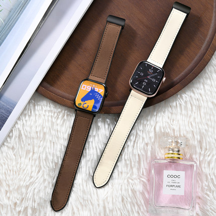 【老钱风】第一卫新款适用iwatch表带S11疯马皮硅胶磁吸10苹果手表applewatchS9真皮8ultra7秋冬6男5女SE3/21
