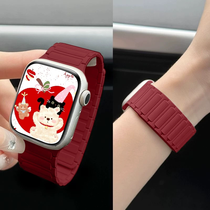 明星同款|第一卫适用苹果手表表带S12腕带iwatch11表链applewatch10硅胶磁吸手环Ultra女SE运动男7高级S8新款