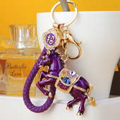 招财创意水钻生肖双面小马汽车钥匙扣女包包挂件可爱国潮钥匙链圈