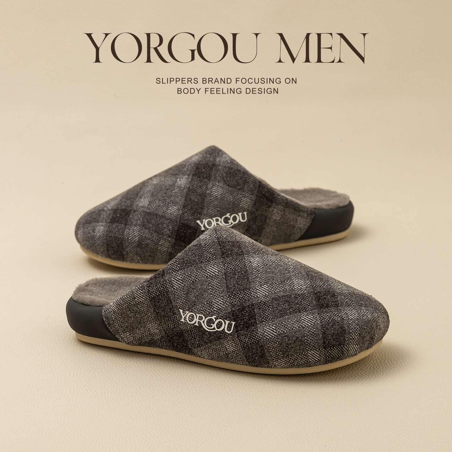 远港男士家居包头棉拖鞋秋冬季