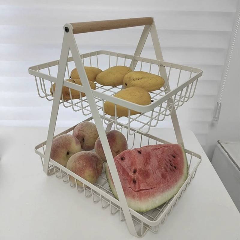 客厅茶几水果盘零食摆放收纳架家用餐桌铁艺置物架创意多层水果篮