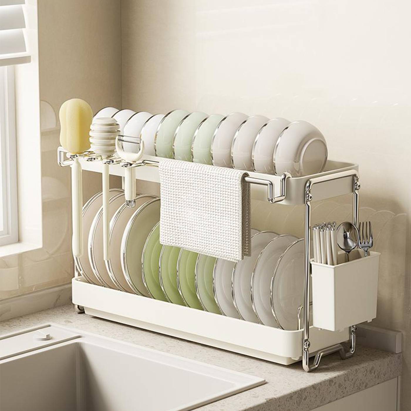 不锈钢碗碟收纳架碗架厨房置物架碗筷碟子碗盘沥水架窄边台面碗柜