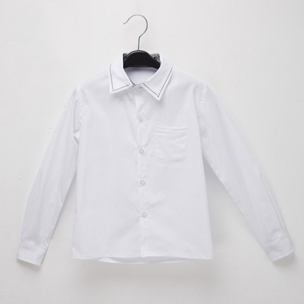童装校服衬衫英伦风中小学生长袖衬衫褶皱纯色衬衫儿童演出服内搭