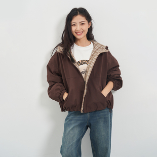 韩版 商场同款 连帽休闲夹克短外套女UCUJ831 新品 UGIZ2025年秋季