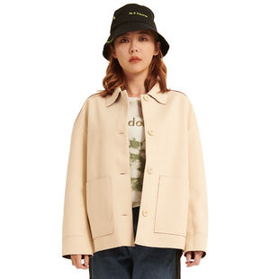 UGIZ2021冬季新品韩版女装休闲宽松Polo领大口袋短外套女UDUE502