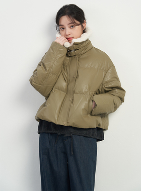 UGIZ2024年冬季新品韩版纯色休闲保暖毛领面包羽绒服女UDYH822