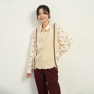 宽松叠穿无袖 韩版 休闲毛织背心马甲女UCEH845 新品 UGIZ2024年秋季
