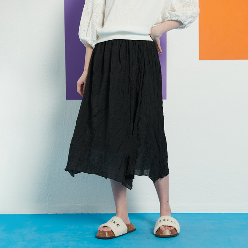 UGIZ不规则下摆皱褶面料半身裙