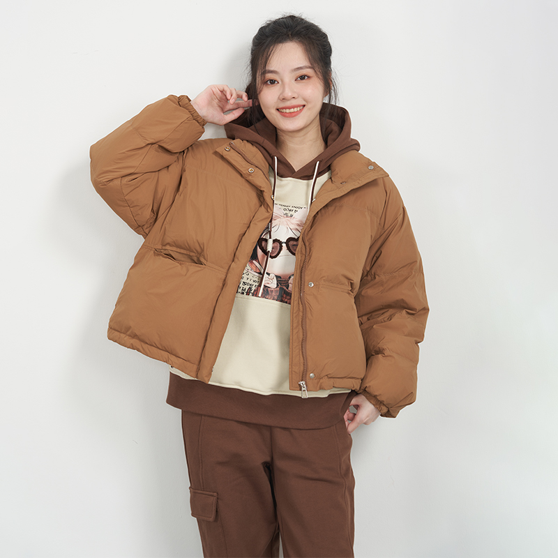 UGIZ宽松纯色保暖短款面包羽绒服