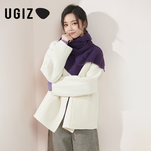 UGIZ2021冬季新品韩版女装时尚简约短款双面毛呢外套女UDHE803