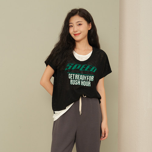 UGIZ商场同款23年秋新品韩版女字母提花假两件圆领针织衫UCWG805-封面