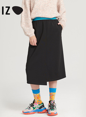 UGIZ2020冬季新品韩版女装时尚休闲松紧腰不对称半身裙女UDKD959