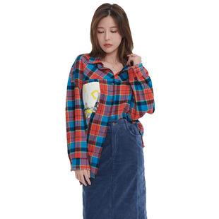 UGIZ2021冬季新品韩版女装休闲时尚宽松小心机格子衬衫女UDSE908