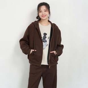 纯色连帽拉链休闲卫衣开衫 韩版 外套女UDUH910 新品 UGIZ2024年冬季