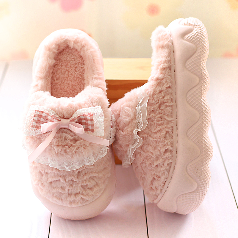 EVA厚底防滑居家棉拖鞋女冬季松糕增高跟毛毛拖保暖2025新款外穿