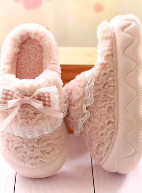 EVA厚底防滑居家棉拖鞋女冬季松糕增高跟毛毛拖保暖2025新款外穿