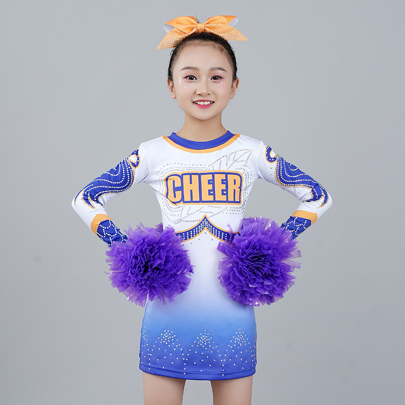 新款啦啦操比赛服连衣裙服装啦啦队服儿童表演服装运动会演出服