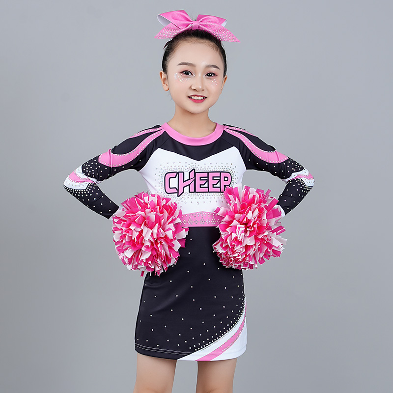 新款啦啦操比赛服连衣裙服装啦啦队服儿童表演服装运动会演出服