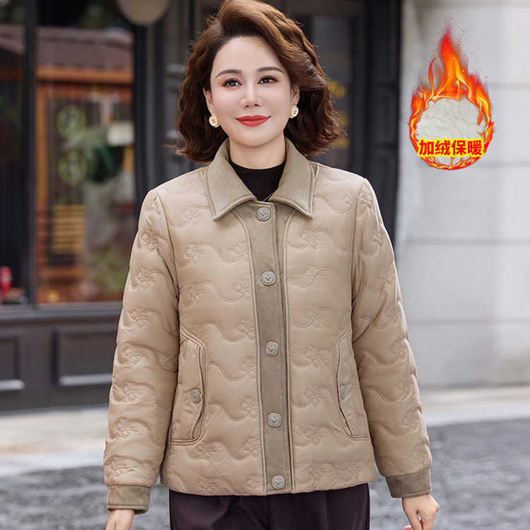 妈妈冬装外套2025新款短款中老年棉服女款时尚品牌夹棉轻薄小棉袄