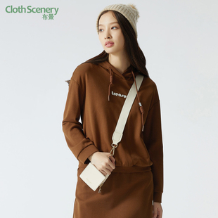饰直筒宽松连帽长袖 简约字母装 上衣外套2240 新品 布景卫衣女秋季