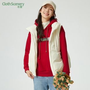 简约防风立领白鸭绒外套马夹1956 新品 布景羽绒背心女短款 冬季