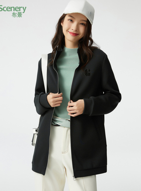 布景外套女春季新品简约运动风直筒宽松立领长袖中长款上衣1058