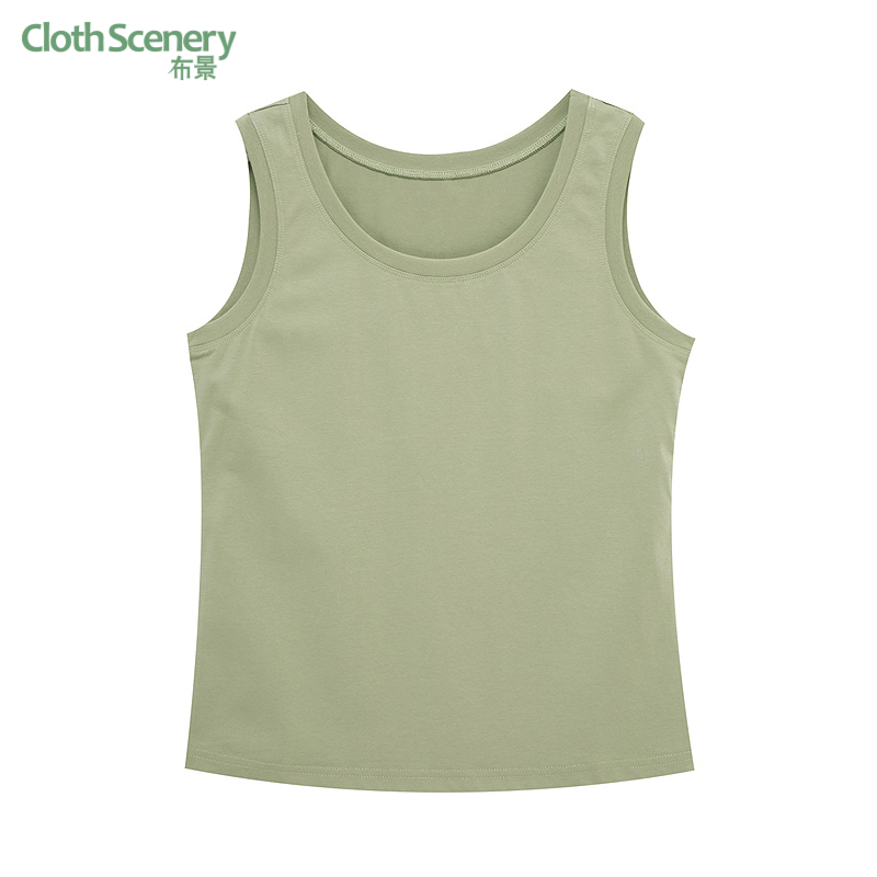 布景吊带背心女秋季新品简约纯色无袖U领内搭上衣打底衫0005