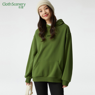 饰长袖 简约宽松字母装 连帽上衣外套2211 新品 布景加绒卫衣女春季