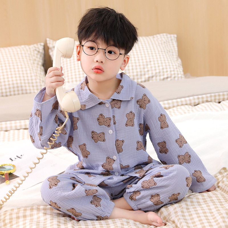 睡衣儿童扩胸棉纱春夏长袖夏款男宝宝护肚空调居服套装,童装/婴儿装/亲子装,家居服套装,淘宝优惠券,粉丝福利购,淘宝优惠卷