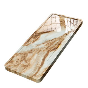 新中式大理石纹理茶盘轻奢功夫茶具仿玉石茶台排水式家用茶海茶托