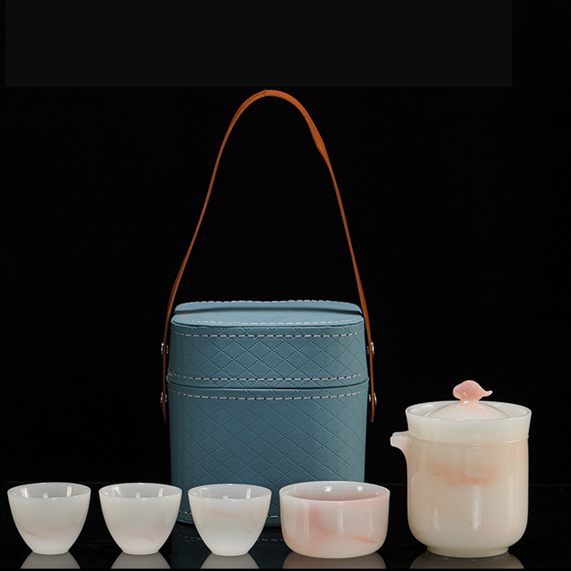 冰种璞玉玉瓷旅行茶具快客杯