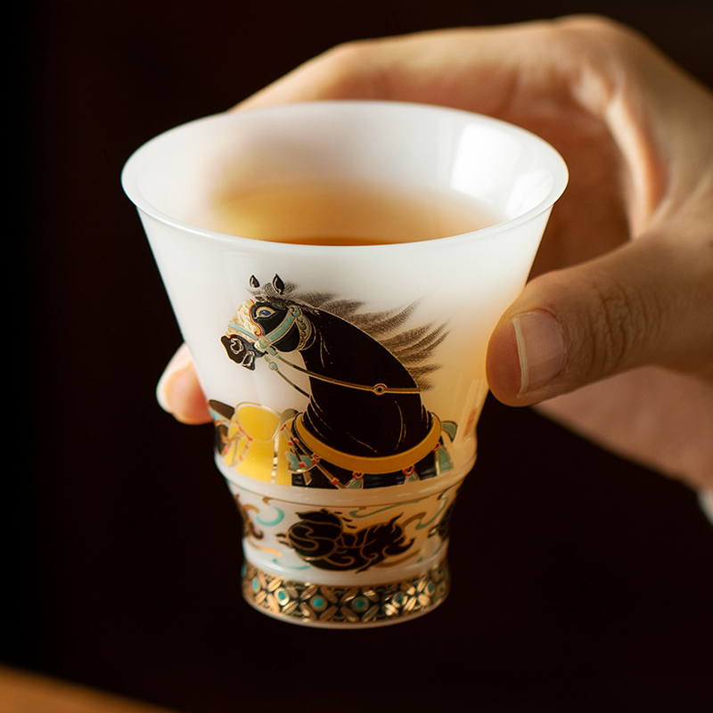 冰种璞玉送礼高端主人单杯陶瓷茶杯功夫茶具礼盒装个人品茗杯黑马