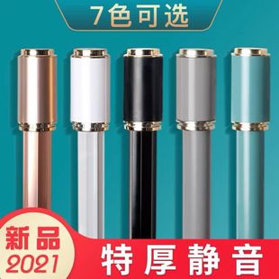 加厚铝合金罗马杆双杆配件支架托窗帘轨道杆子 静音窗帘杆单杆侧装