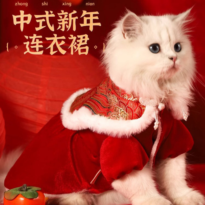 猫咪衣服秋冬保暖布偶过年喜庆小猫冬款冬天宠物冬季狗狗新年裙子