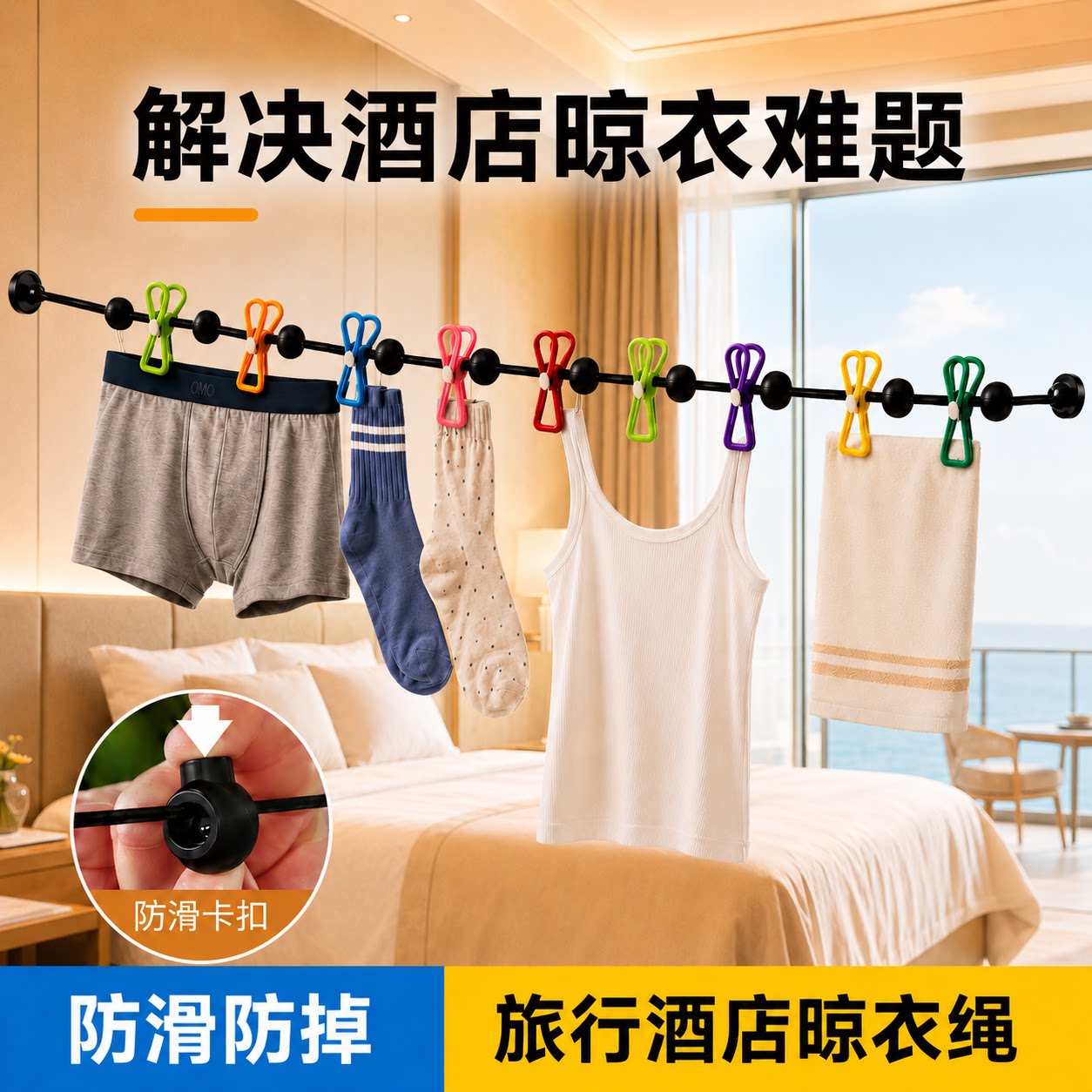 希维思旅行挂衣绳晾衣神器图片