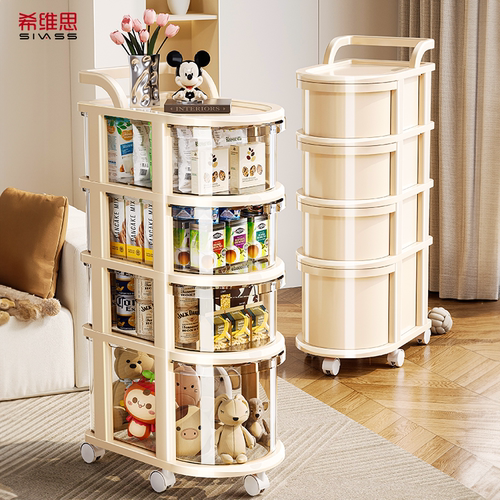 零食置物架多层可移动收纳小推车