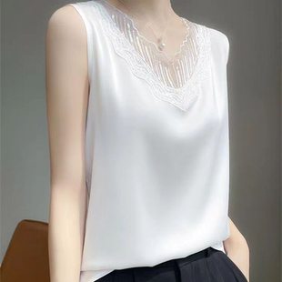 上衣 搭配西服西装 打底衫 内搭缎面吊带背心女2025新款 冰丝内穿无袖