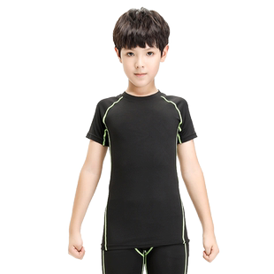 夏季儿童运动紧身衣套装男短袖训练健身服足球篮球打底跑步速干衣