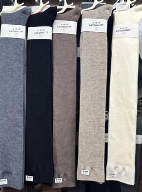 木棉田秋冬过膝女袜保暖金丽绒防滑显瘦高长筒袜子无骨双针4129