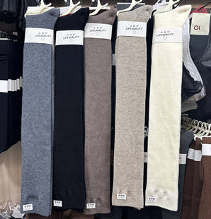 木棉田秋冬过膝女袜保暖金丽绒防滑显瘦高长筒袜子无骨双针4129