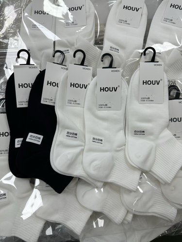 HOUV春夏款网面男女士百搭舒适短袜袜子透气吸汗黑白棉袜高品质