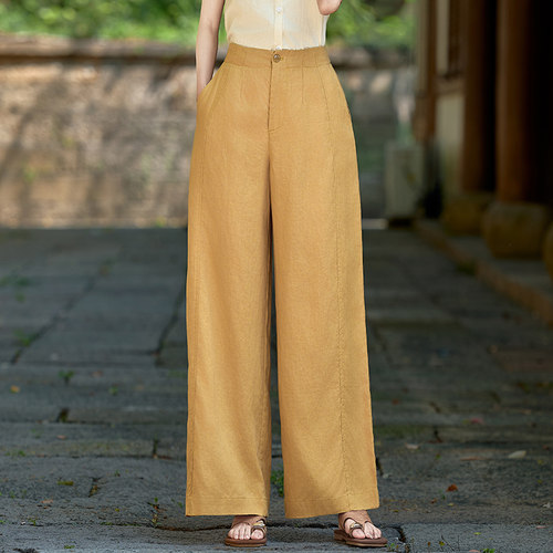 松弛感亚麻阔腿裤女2026夏季新款高腰显瘦垂感薄款女裤休闲直筒裤